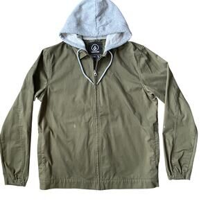 Volcom Korman Hooded Garage Jacket Men Sz L Olive Green